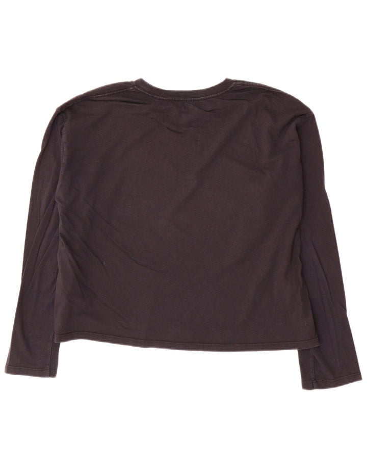 Levi's Womens Crop Top Long Sleeve UK 14 Medium Navy Blue Cotton