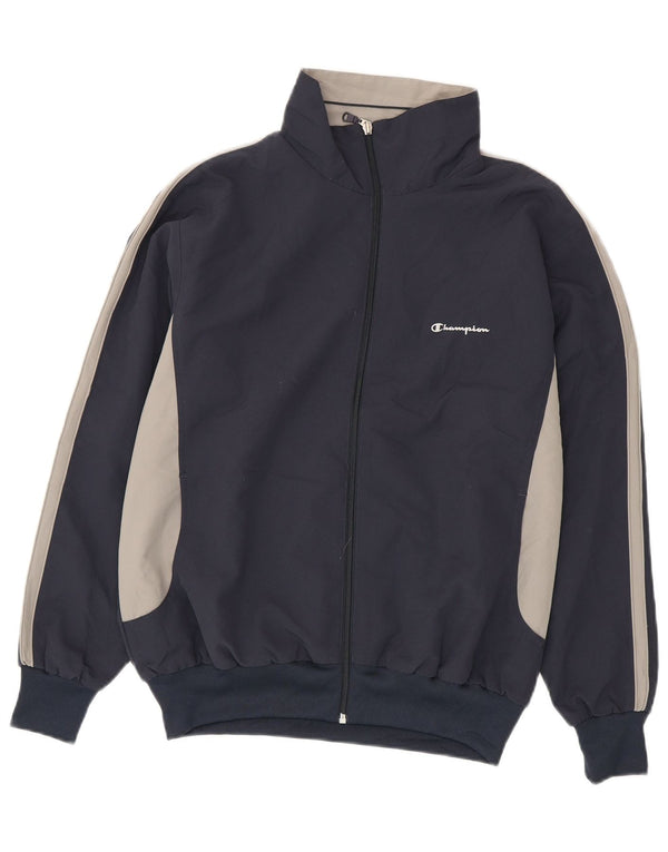 Champion Mens Tracksuit Top Jacket Small Navy Blue Colourblock Polyester