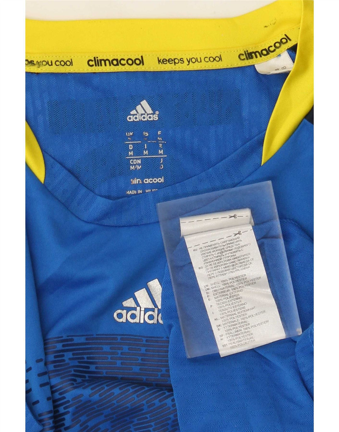 Adidas Mens Climacool Graphic T-Shirt Top Medium Blue Colourblock Polyester