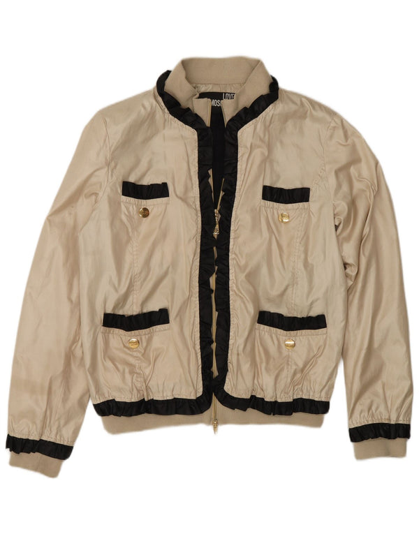 Moschino Womens Bomber Jacket UK 14 Large Gold Colourblock Polyester