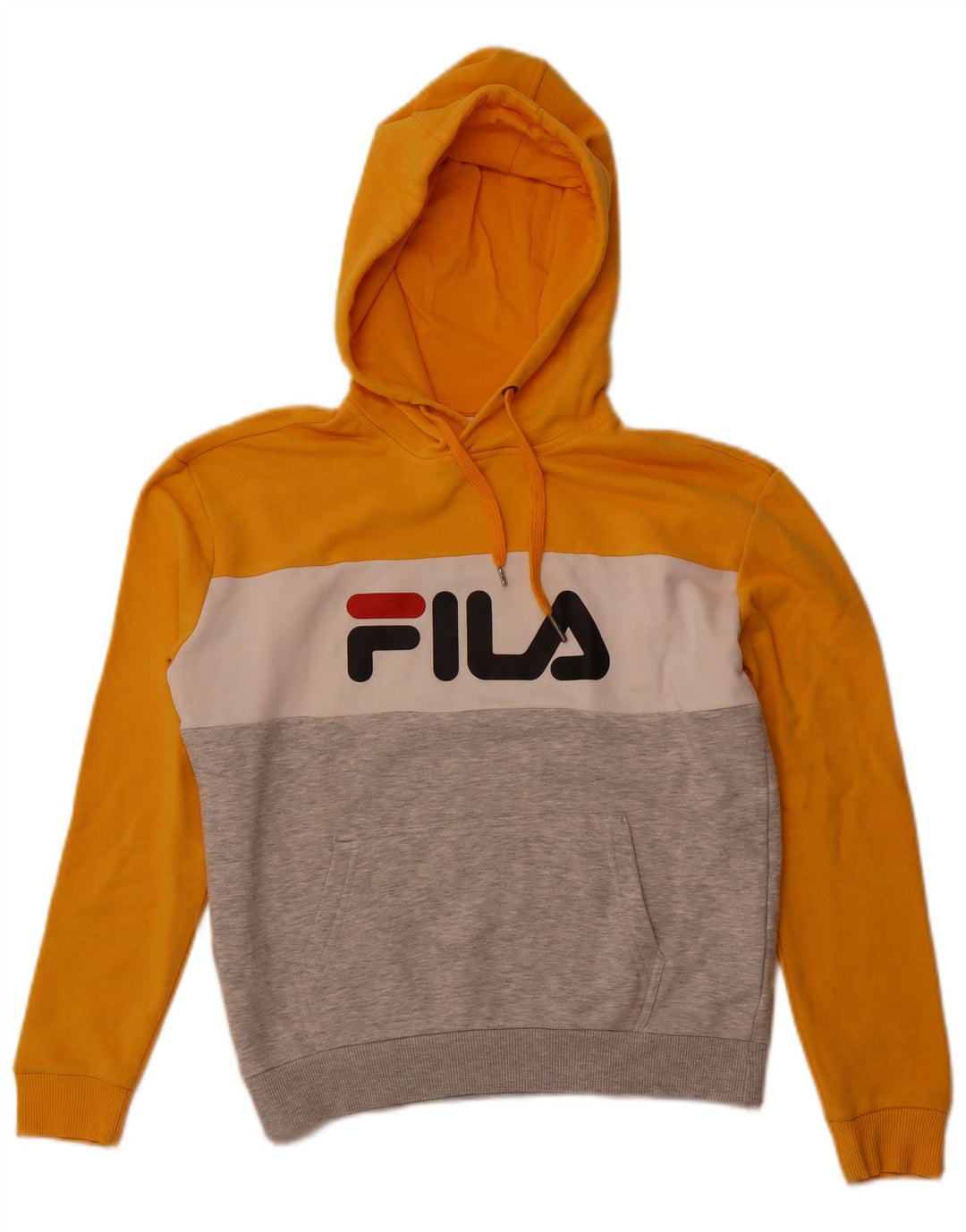 FILA Boys Graphic Hoodie Jumper 13-14 Years Small Yellow Colourblock