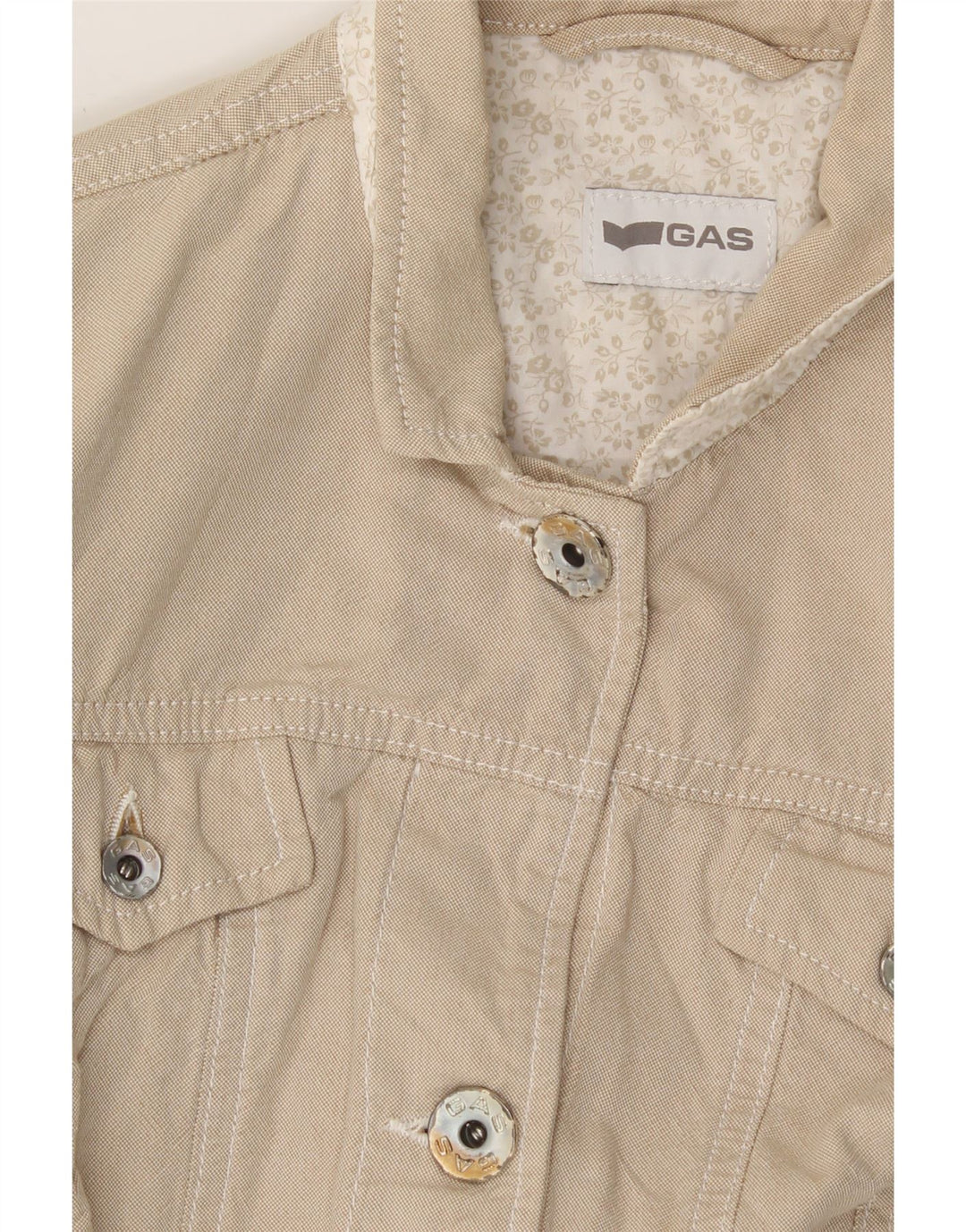 GAS Womens Crop Bomber Jacket EU 40 Medium Beige Cotton Vintage Gas and Second-Hand Gas from Messina Hembry 
