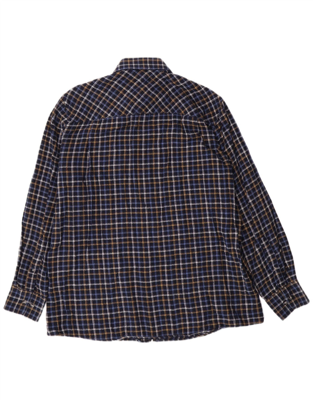 KINGFIELD Mens Flannel Shirt Large Navy Blue Check Cotton