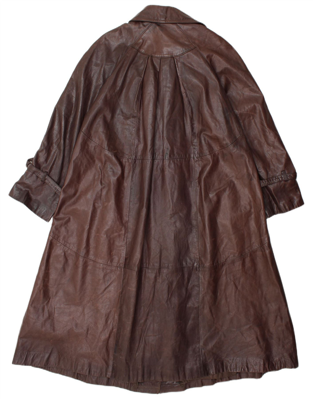 VINTAGE Womens Leather Coat UK 14 Medium Brown