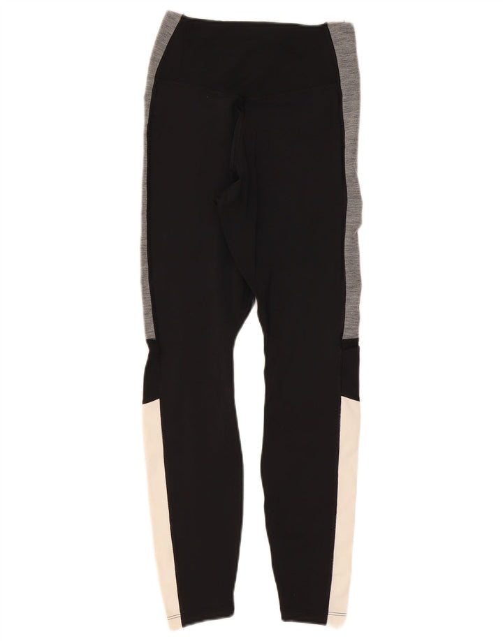 NIKE Womens Dri Fit Leggings UK 4 XS  Black Colourblock Polyester