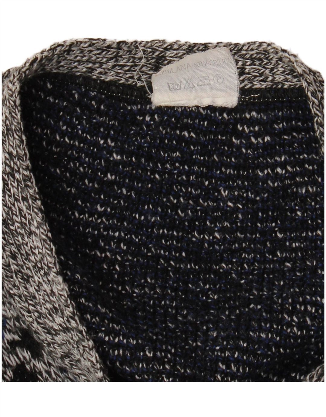 VINTAGE Mens Cardigan Sweater XL Grey Geometric Wool