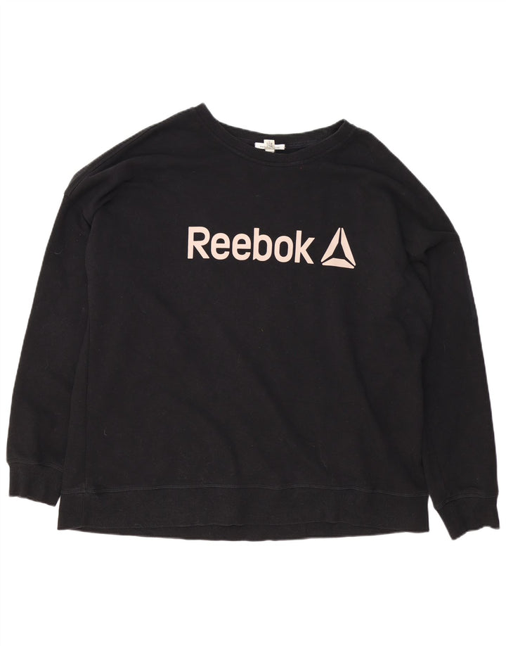 Reebok Mens Graphic Sweatshirt Jumper XL Black