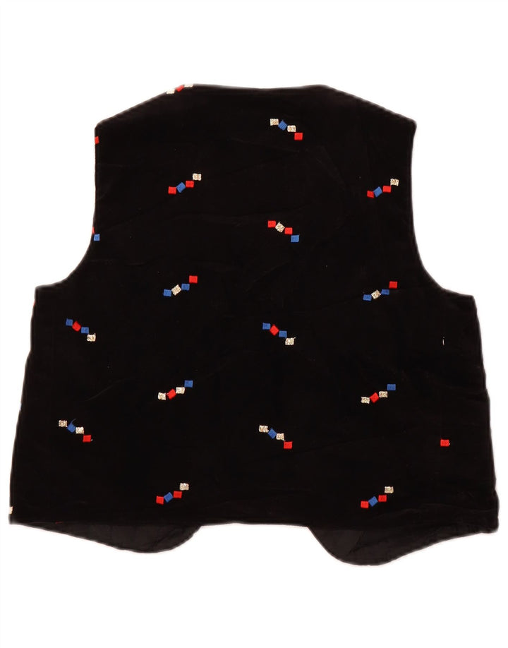 Vintage Womens Velvet OPEN Waistcoat US 2 XS Black