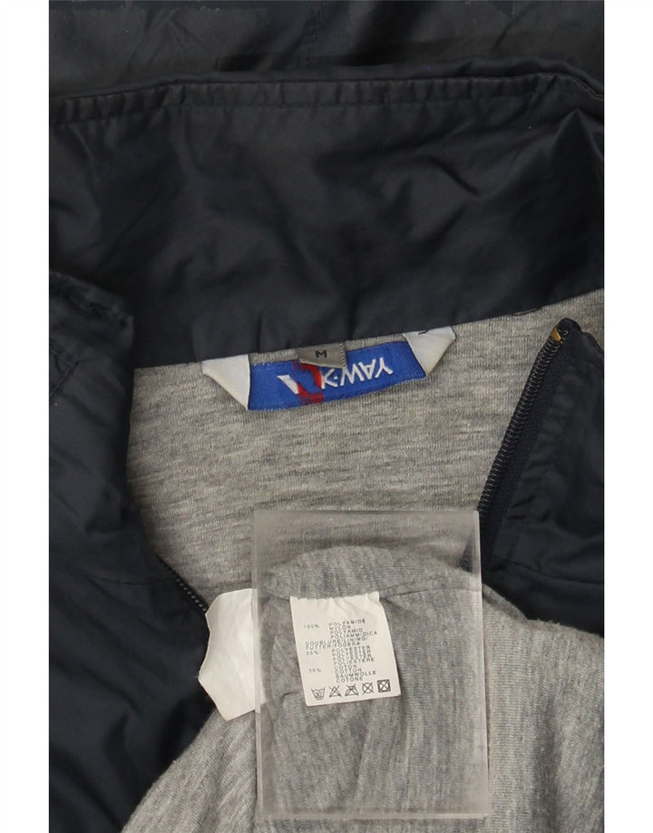 K-WAY Mens Hooded Rain Jacket UK 38 Medium Navy Blue Polyamide