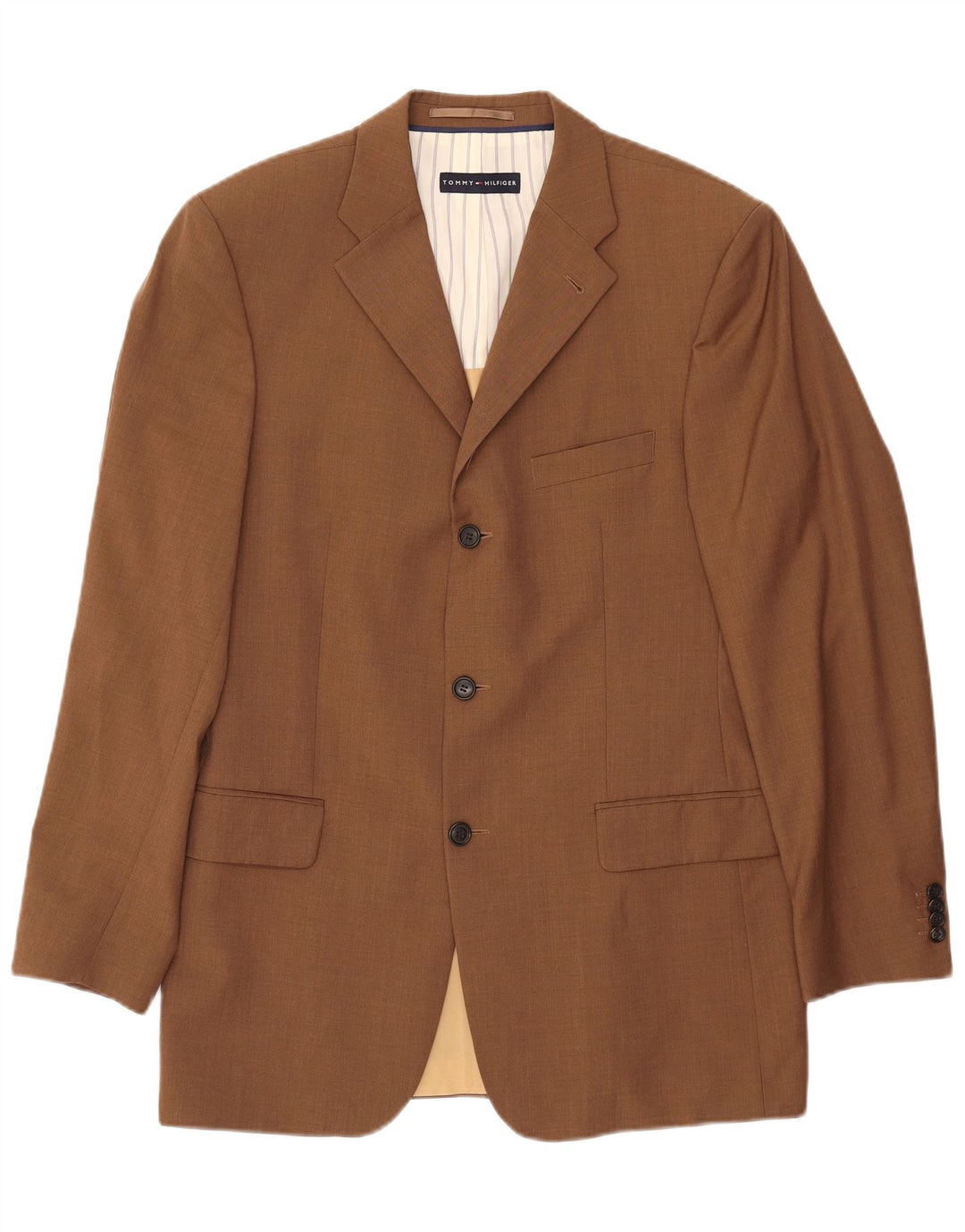 TOMMY HILFIGER Mens 3 Button Blazer Jacket UK 38 Medium Brown Wool
