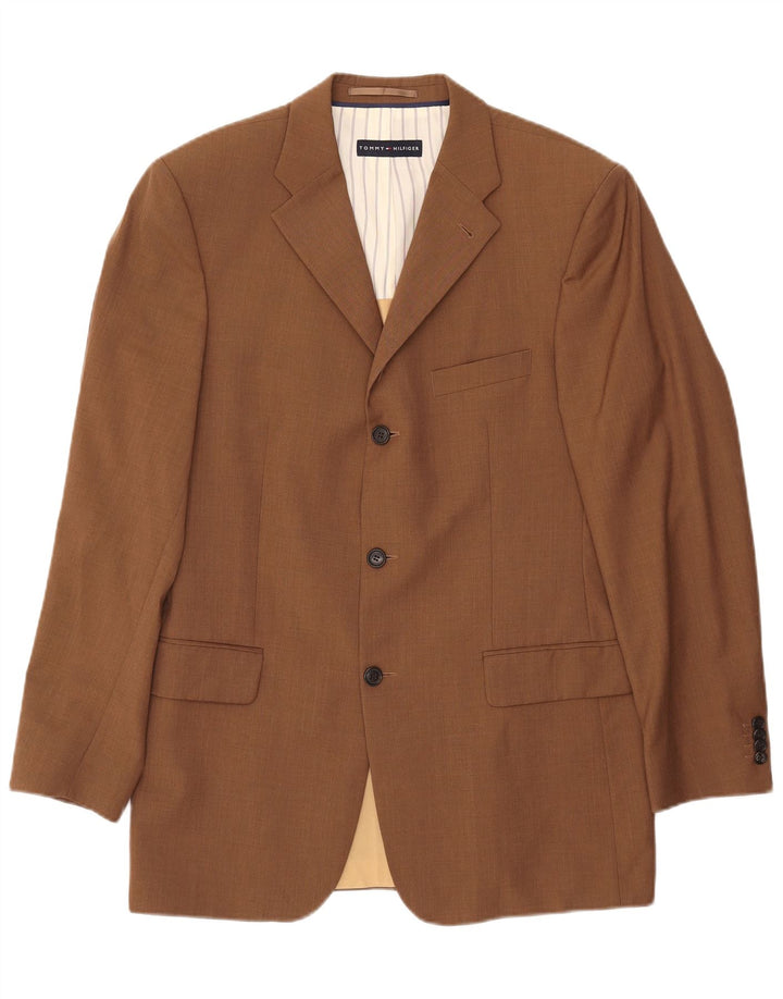TOMMY HILFIGER Mens 3 Button Blazer Jacket UK 38 Medium Brown Wool