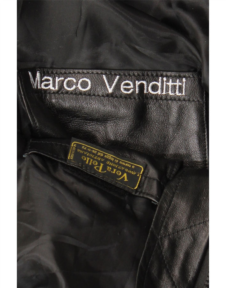 VINTAGE Mens Leather Jacket UK 36 Small Black Leather