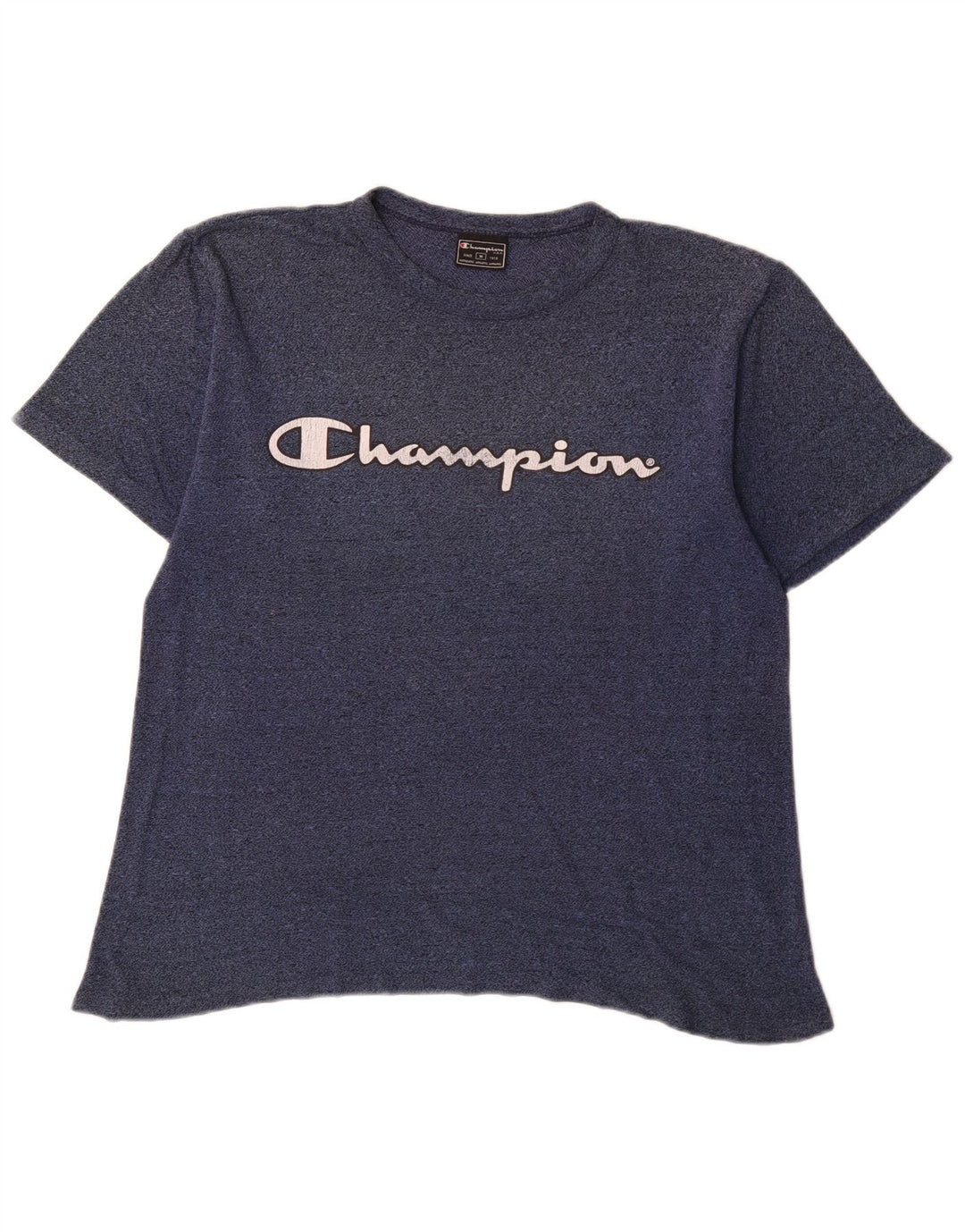 Champion Mens Graphic T-Shirt Top Medium Navy Blue Cotton
