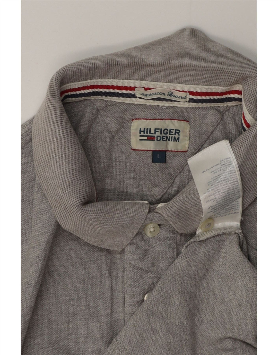 TOMMY HILFIGER Mens Polo Shirt Large Grey Cotton