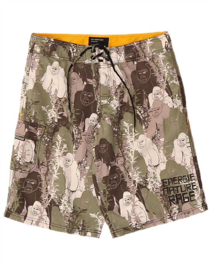 ENERGIE Mens Graphic Swimming Shorts Medium  Multicoloured Animal Print