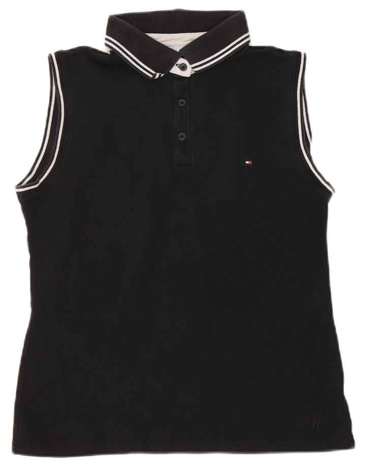Tommy Hilfiger Womens Sleeveless Polo Shirt EU 40 Medium Black