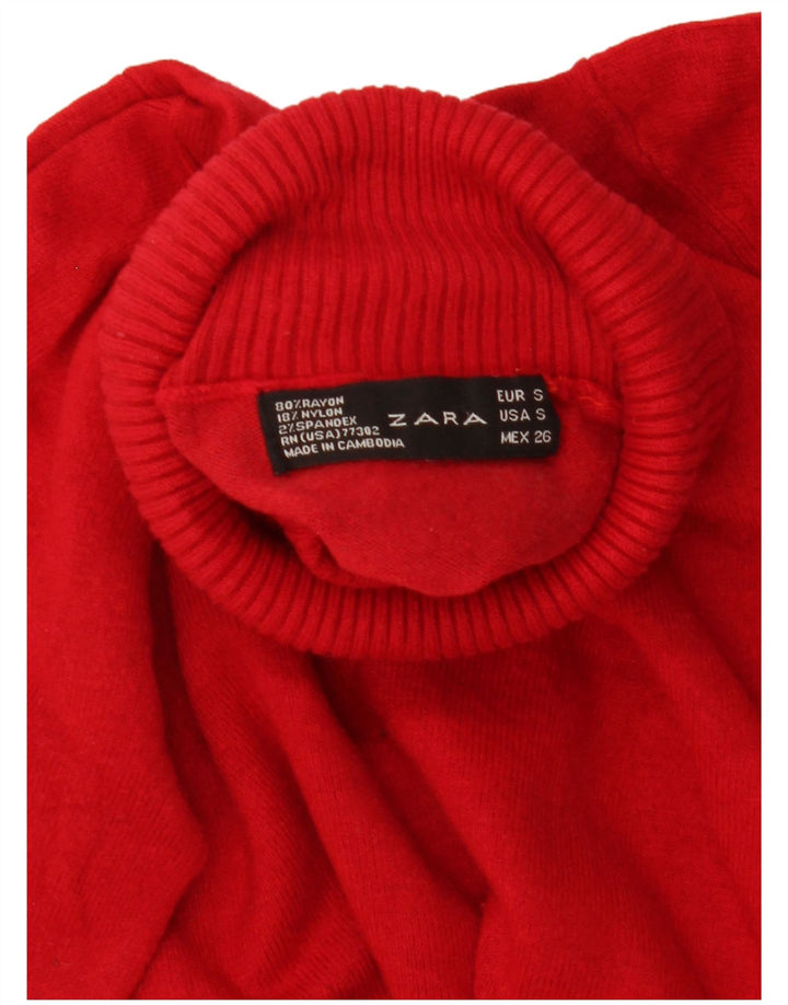 Zara Womens Roll Neck Jumper Sweater UK 10 Small Red