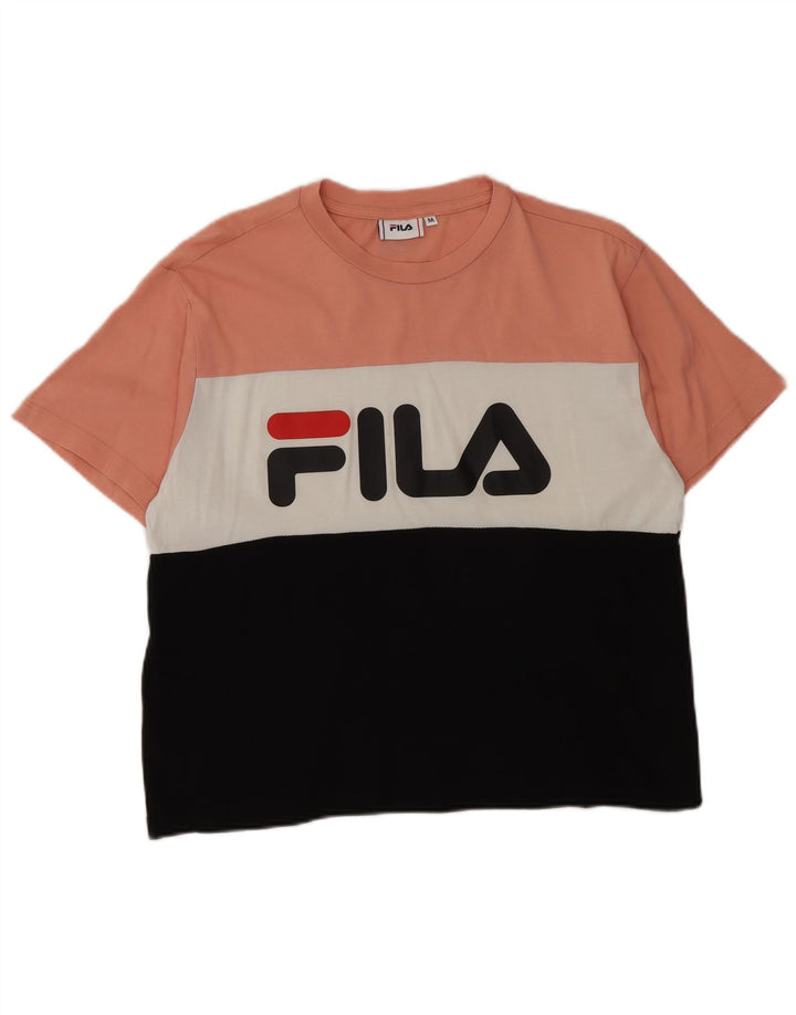 Fila Womens Graphic T-Shirt Top UK 14 Medium Multicoloured Colourblock