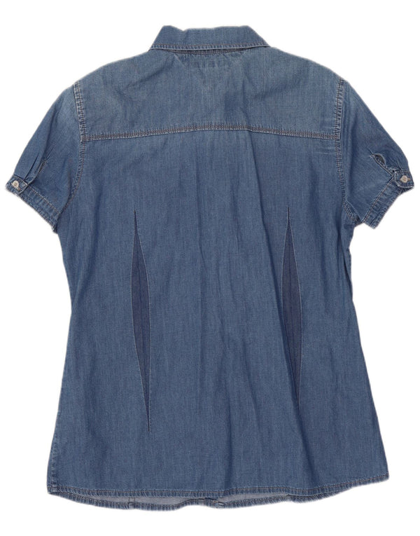 Tommy Hilfiger Womens Short Sleeve Denim Shirt US 10 Large Blue Cotton