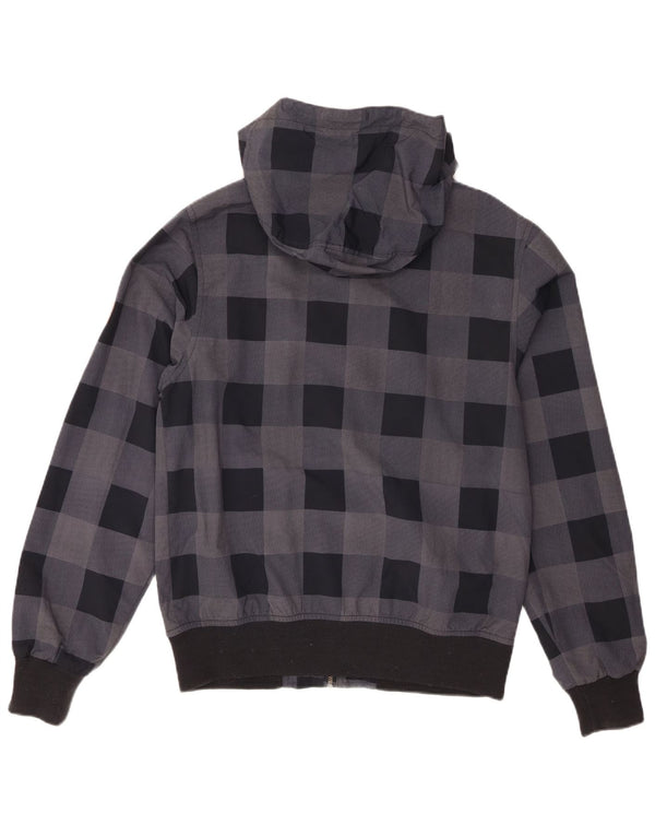 Billabong Mens Hooded Bomber Jacket UK 38 Medium Grey Gingham Polyamide
