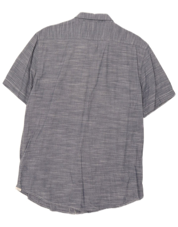 Lee Mens Short Sleeve Regular Fit Shirt Large Blue Flecked Cotton