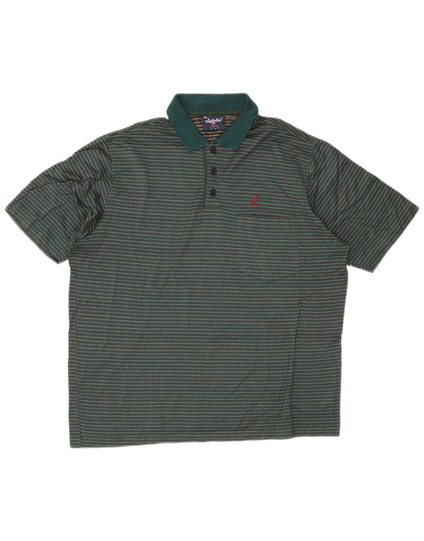 AUSTRALIAN L'ALPINA Mens Polo Shirt IT 50 Medium Green Pinstripe Cotton