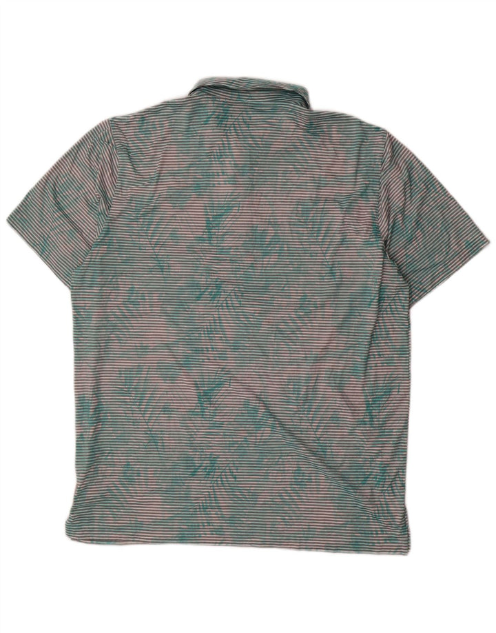 PUMA Mens Polo Shirt XL Green Pinstripe