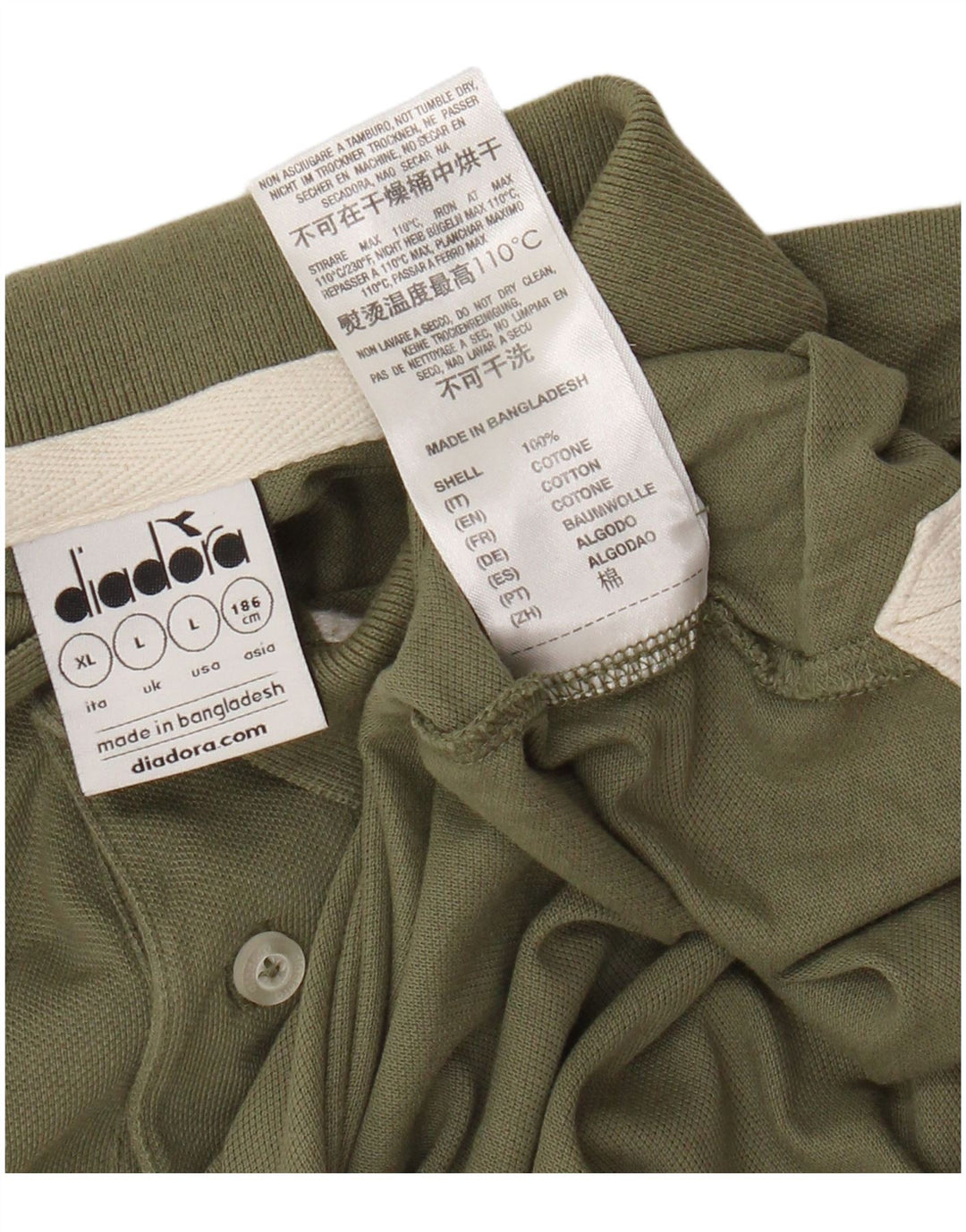 Diadora Mens Polo Shirt Large Khaki Cotton