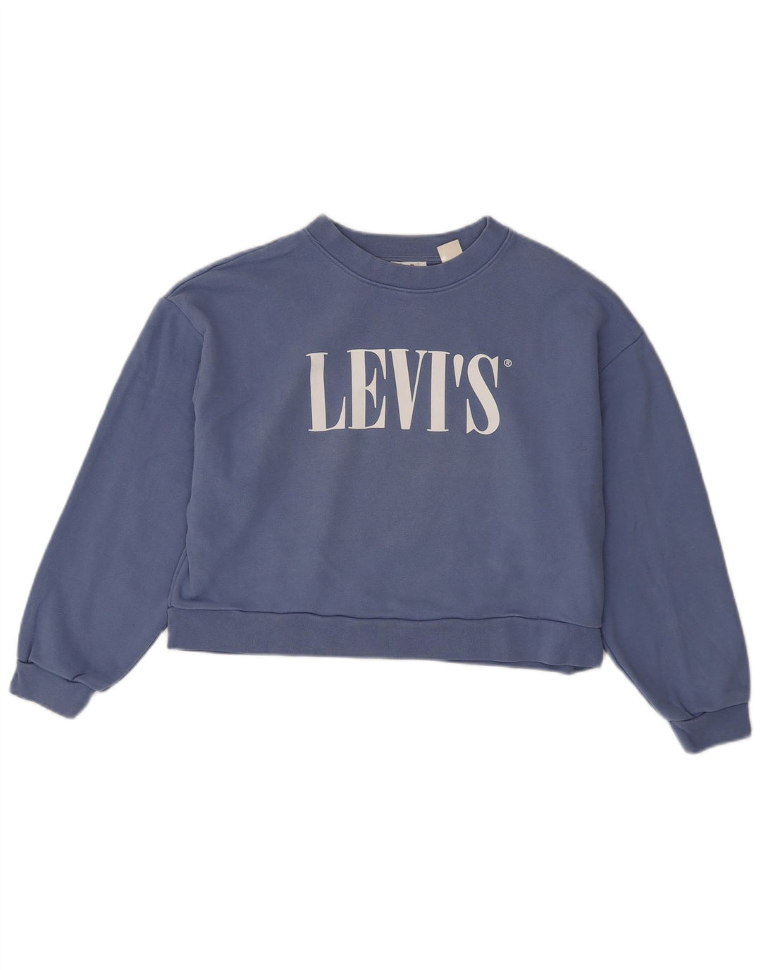 Levi's Womens Oversized Graphic Crop Sweatshirt Jumper UK 6 XS Blue Cotton