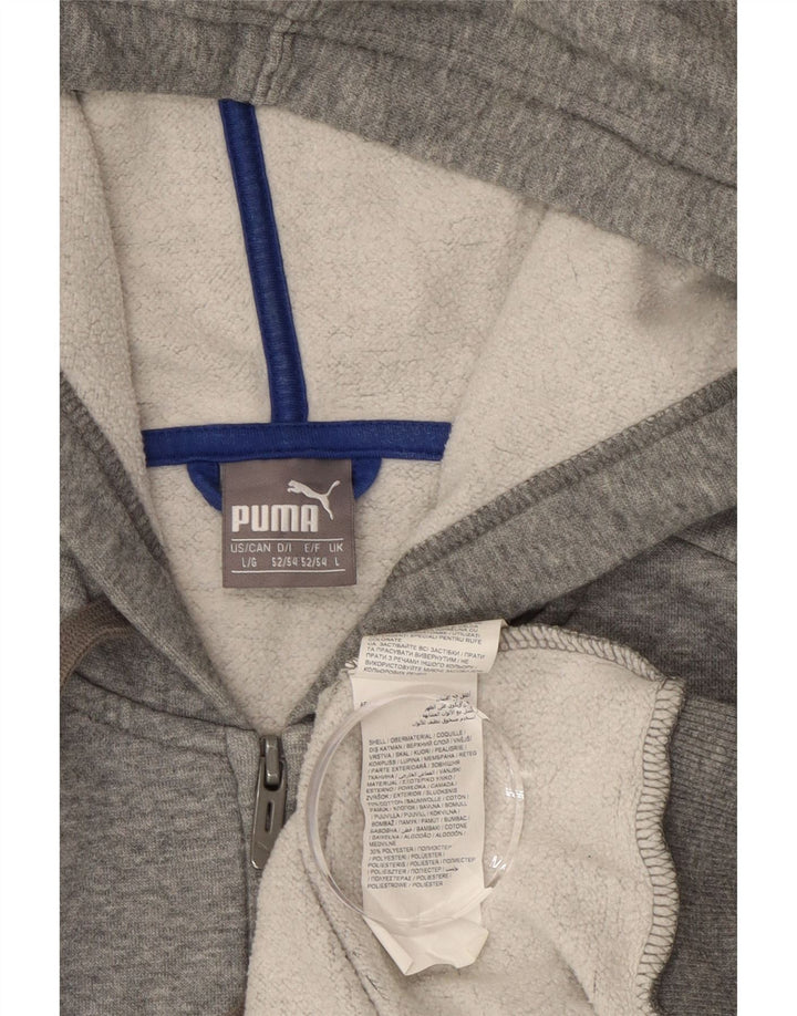 PUMA Mens Graphic Zip Hoodie Sweater Large Grey Cotton