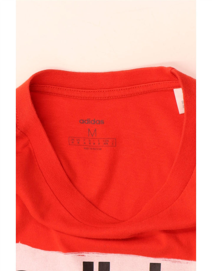 ADIDAS Mens Graphic T-Shirt Top Medium Red Cotton