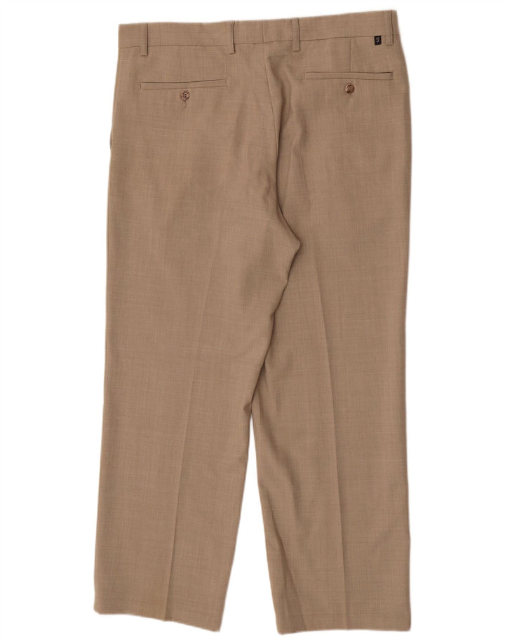 Farah Mens Straight Suit Trousers W36 L29 Beige Polyester