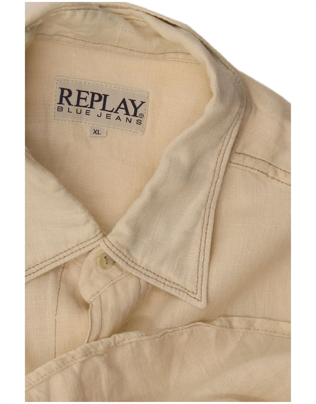 Replay Mens Short Sleeve Shirt XL Beige