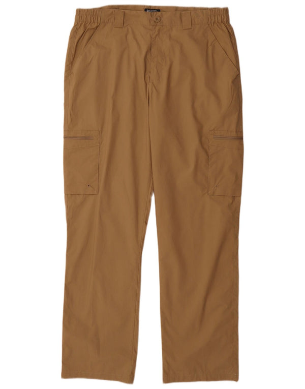 Mountain Warehouse Mens Straight Cargo Trousers W34 L33 Brown Polyester