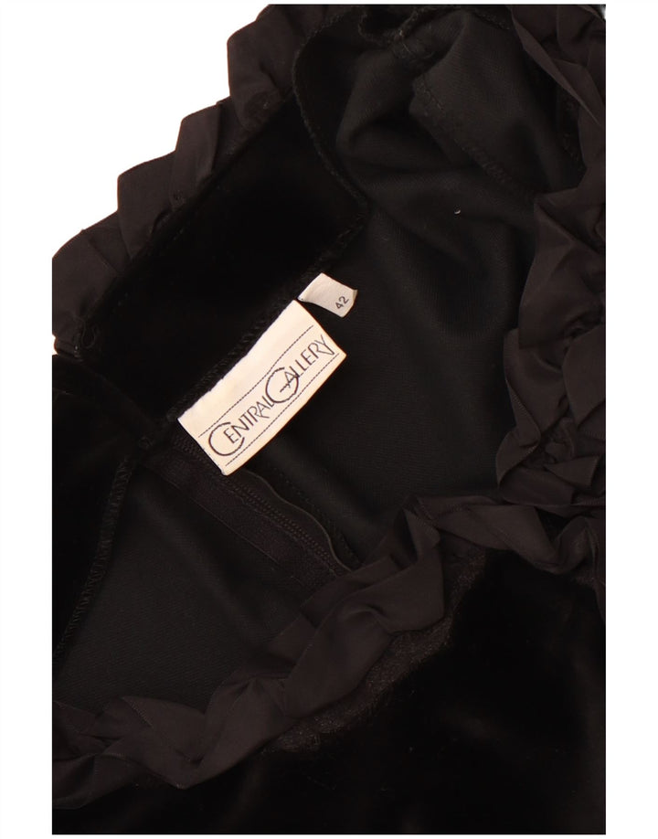 Vintage Womens Ruffle Front Maxi Dress IT 42 Medium Black