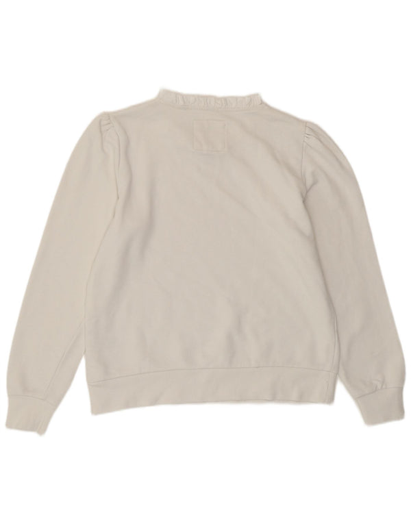 CREW CLOTHING Womens Sweatshirt Jumper UK 12 Medium White Cotton