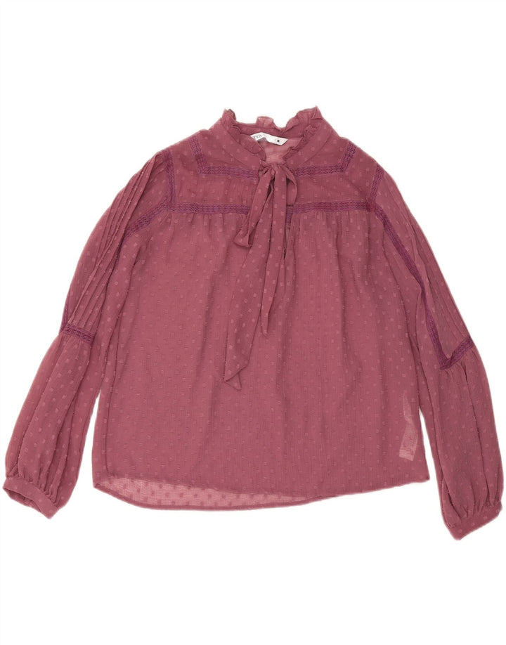 ZARA Womens See Through Front Tie Blouse Top UK 10 Small Pink Spotted