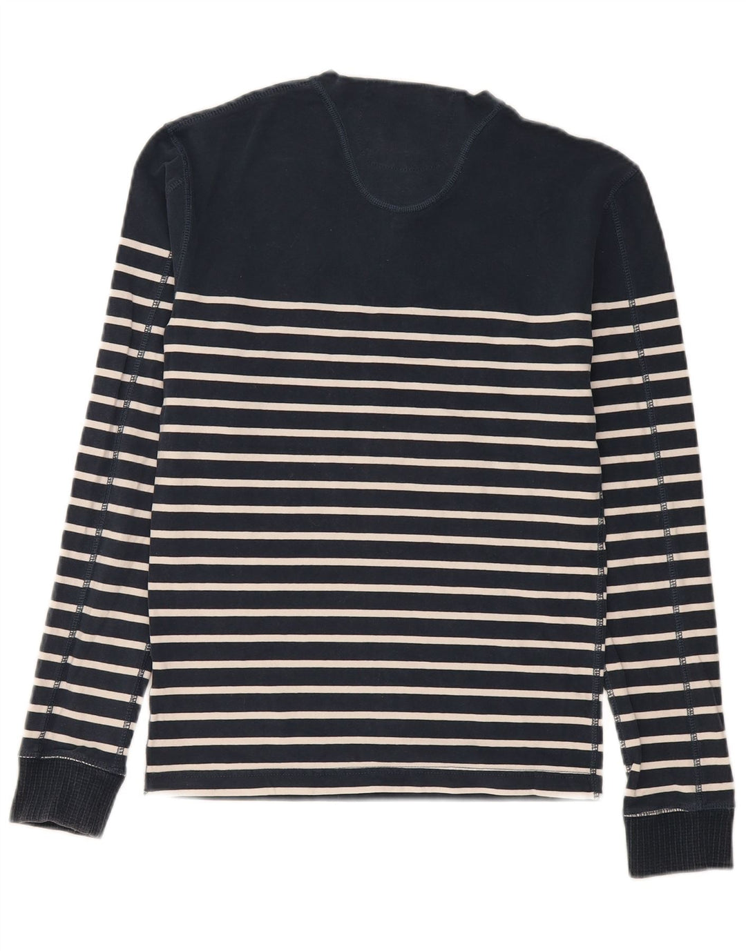 Superdry Mens Regular Top Long Sleeve Medium Navy Blue Striped Cotton