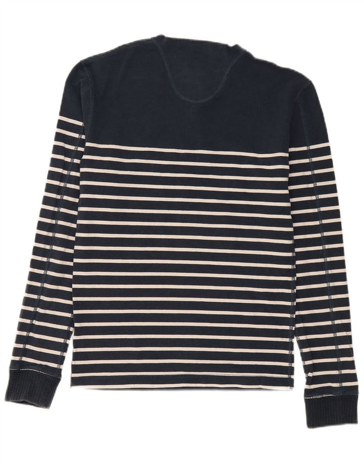 Superdry Mens Regular Top Long Sleeve Medium Navy Blue Striped Cotton