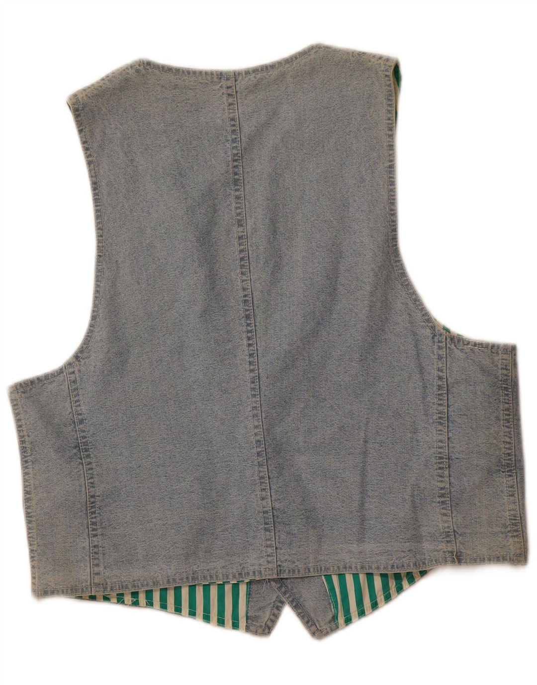 WAMPUM Womens Waistcoat UK 16 Large Blue Cotton