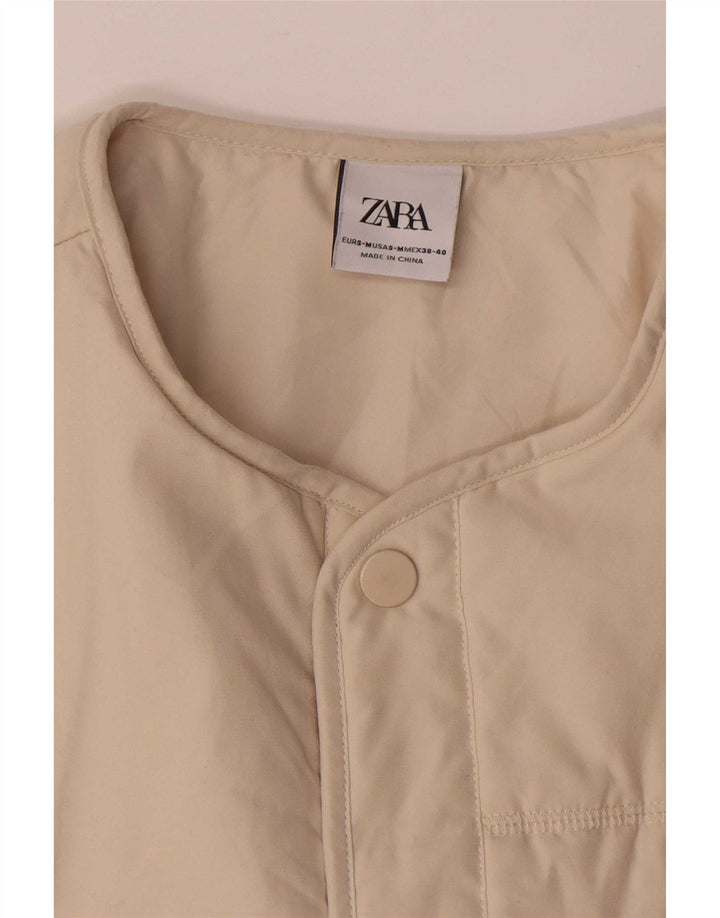 Zara Womens Oversized Fleece Jacket UK 10 Small Beige Polyester