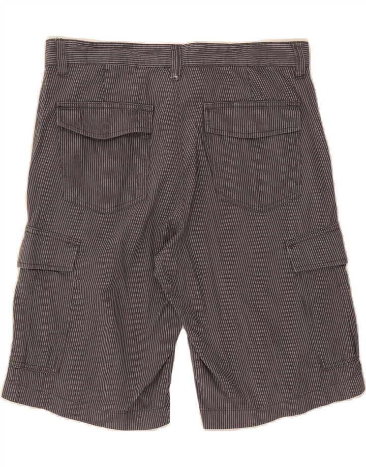 DACK'S Mens Cargo Shorts IT 52 XL W36 Grey Pinstripe Cotton Vintage Dack's and Second-Hand Dack's from Messina Hembry 