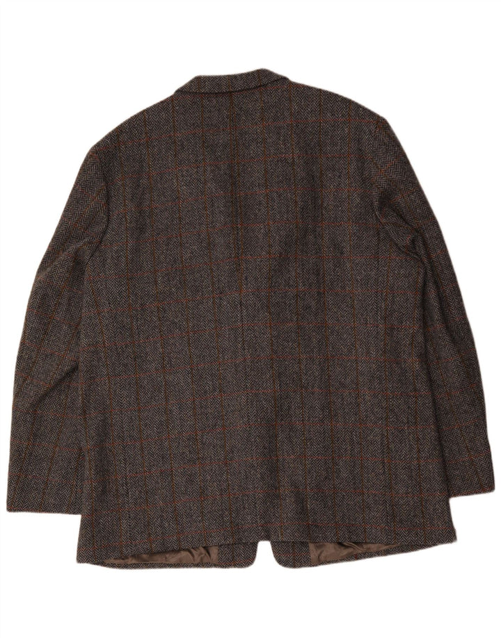 Walbusch Mens 2 Button Blazer Jacket UK 44 2XL Grey Check Wool
