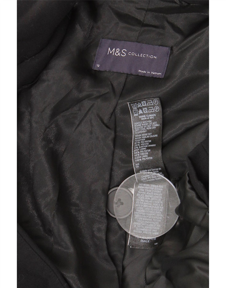 MARKS & SPENCER Womens Double Breasted Blazer Jacket UK 12 Medium  Black