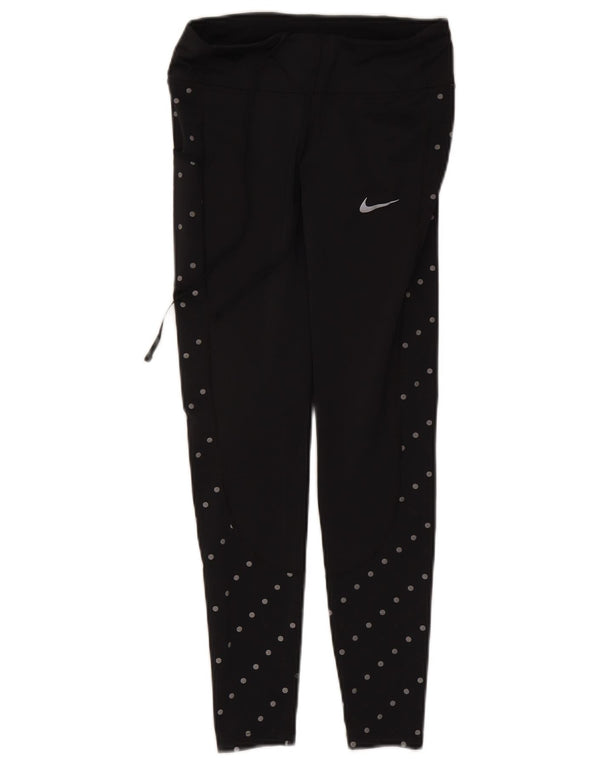 Nike Womens Leggings UK 8 Small Black Spotted Polyester