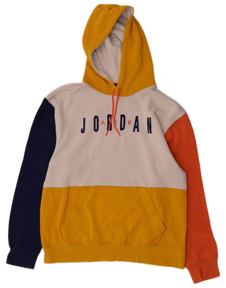 JORDAN Mens Graphic Hoodie Jumper Medium Multicoloured Colourblock