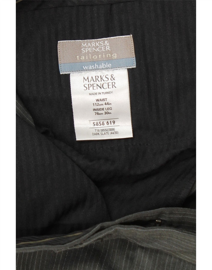 Marks & Spencer Mens Straight Suit Trousers W44 L30 Grey Polyester