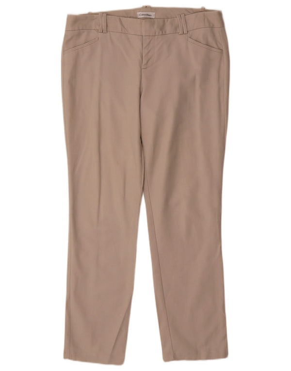 Calvin Klein Womens Straight Casual Trousers US 8 Medium W32 L28 Beige