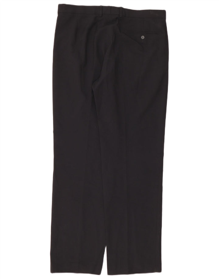 Marks & Spencer Mens Straight Suit Trousers W36 L33 Navy Blue Polyester