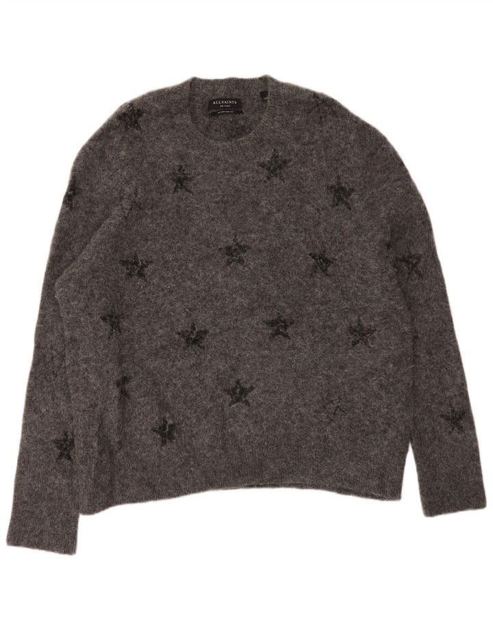 ALL SAINTS Womens Crew Neck Jumper Sweater UK 20 2XL Grey Geometric